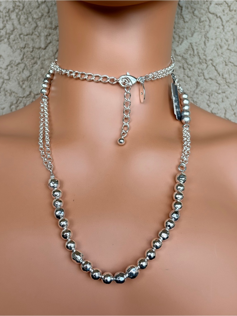 Chico’s Polished Silver Bead & Chain Necklace